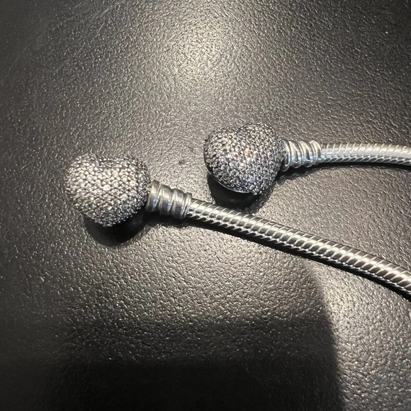 NWT New Pandora Moments Sparkling Heart Clasp Snake Chain Bracelet 590727CZ-17 - Picture 4 of 4